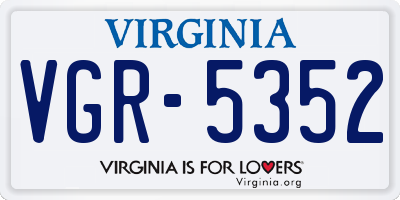 VA license plate VGR5352