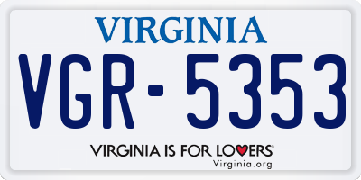 VA license plate VGR5353