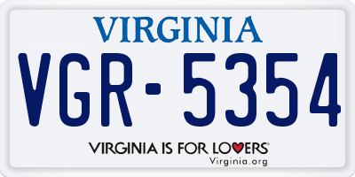VA license plate VGR5354
