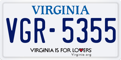 VA license plate VGR5355