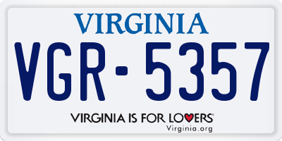 VA license plate VGR5357