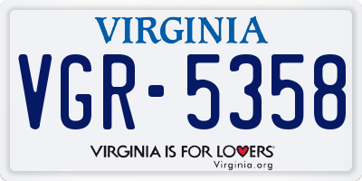 VA license plate VGR5358