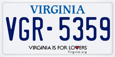 VA license plate VGR5359