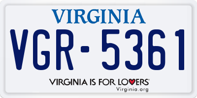 VA license plate VGR5361