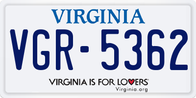 VA license plate VGR5362