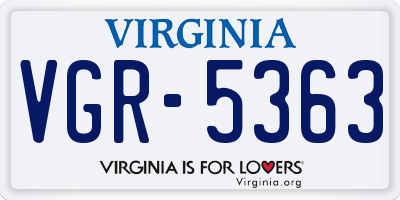VA license plate VGR5363