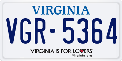 VA license plate VGR5364