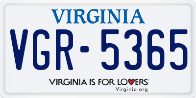 VA license plate VGR5365