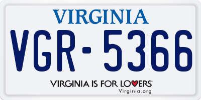 VA license plate VGR5366