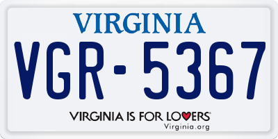 VA license plate VGR5367