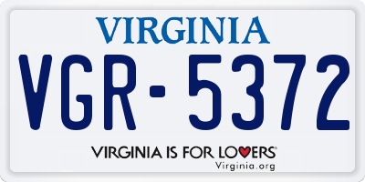 VA license plate VGR5372