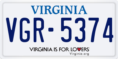 VA license plate VGR5374