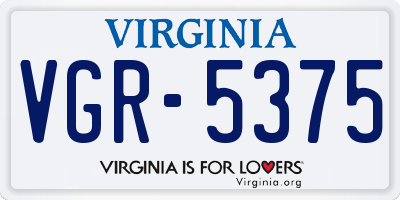 VA license plate VGR5375