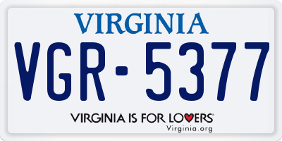 VA license plate VGR5377