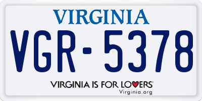 VA license plate VGR5378