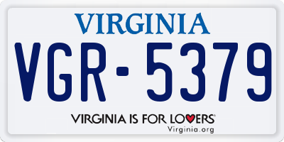 VA license plate VGR5379