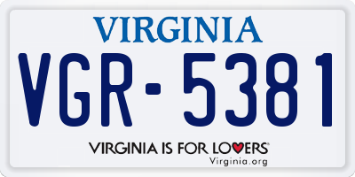 VA license plate VGR5381