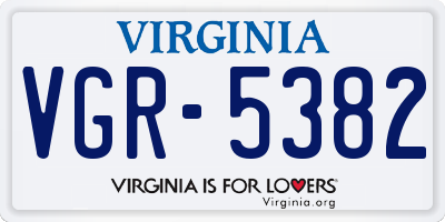 VA license plate VGR5382
