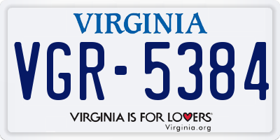 VA license plate VGR5384