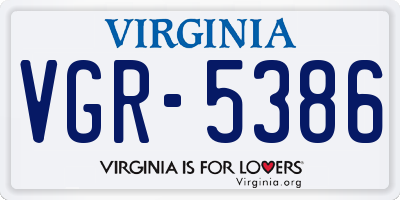 VA license plate VGR5386