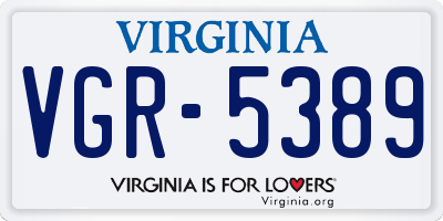VA license plate VGR5389