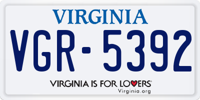 VA license plate VGR5392