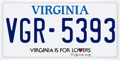 VA license plate VGR5393