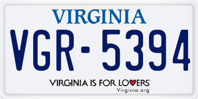 VA license plate VGR5394