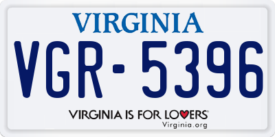 VA license plate VGR5396
