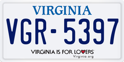 VA license plate VGR5397