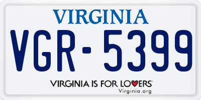 VA license plate VGR5399