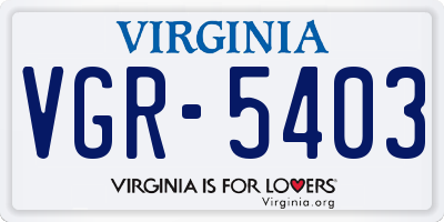 VA license plate VGR5403