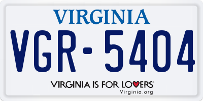 VA license plate VGR5404