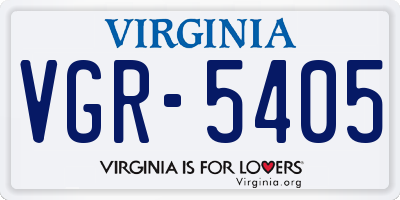 VA license plate VGR5405