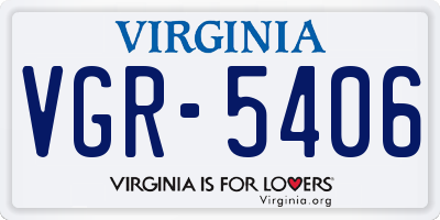 VA license plate VGR5406