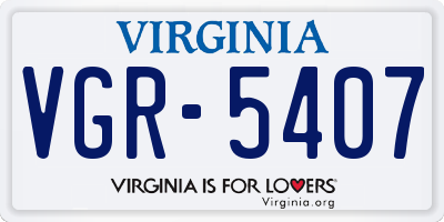 VA license plate VGR5407