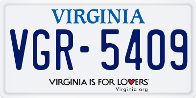 VA license plate VGR5409