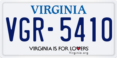 VA license plate VGR5410