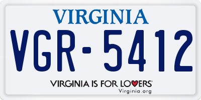 VA license plate VGR5412