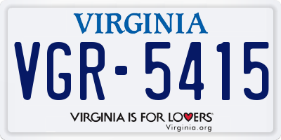 VA license plate VGR5415