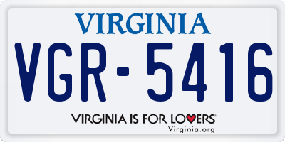 VA license plate VGR5416
