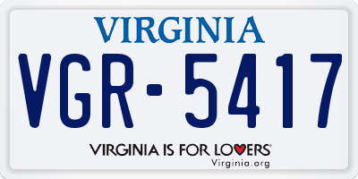 VA license plate VGR5417