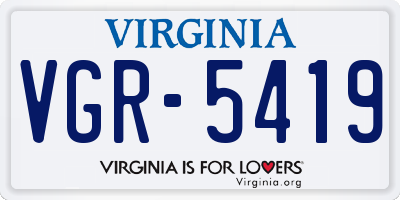 VA license plate VGR5419
