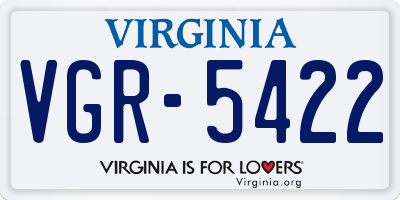 VA license plate VGR5422
