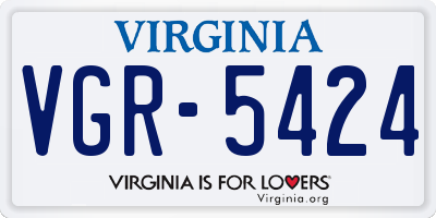 VA license plate VGR5424