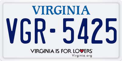 VA license plate VGR5425