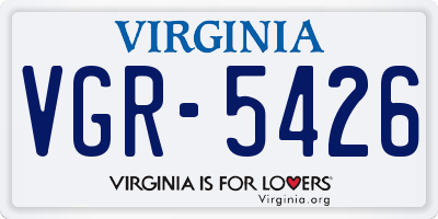 VA license plate VGR5426