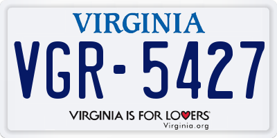 VA license plate VGR5427