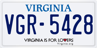 VA license plate VGR5428