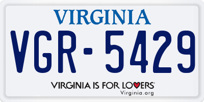 VA license plate VGR5429